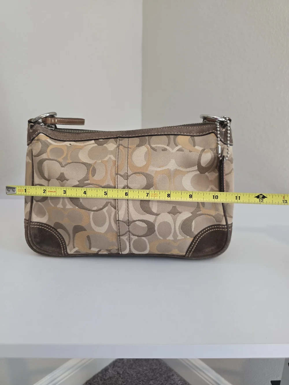Coach Signature Canvas Shoulder Bag in Tan and Brown